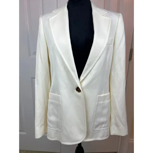 Reiss Women's Ember Cream Off White Tailored Single Breasted One Button Blazer 6 - Picture 11 of 16